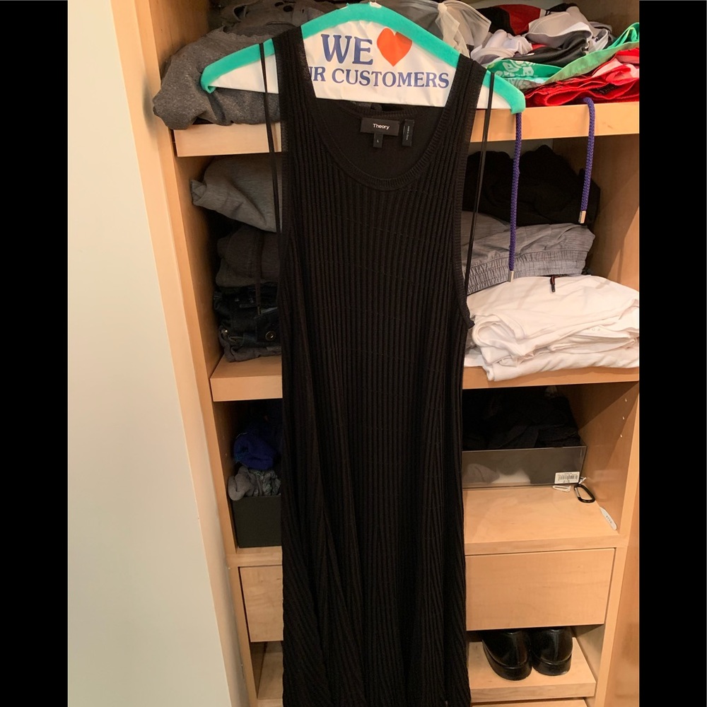 Theory black pleated dress